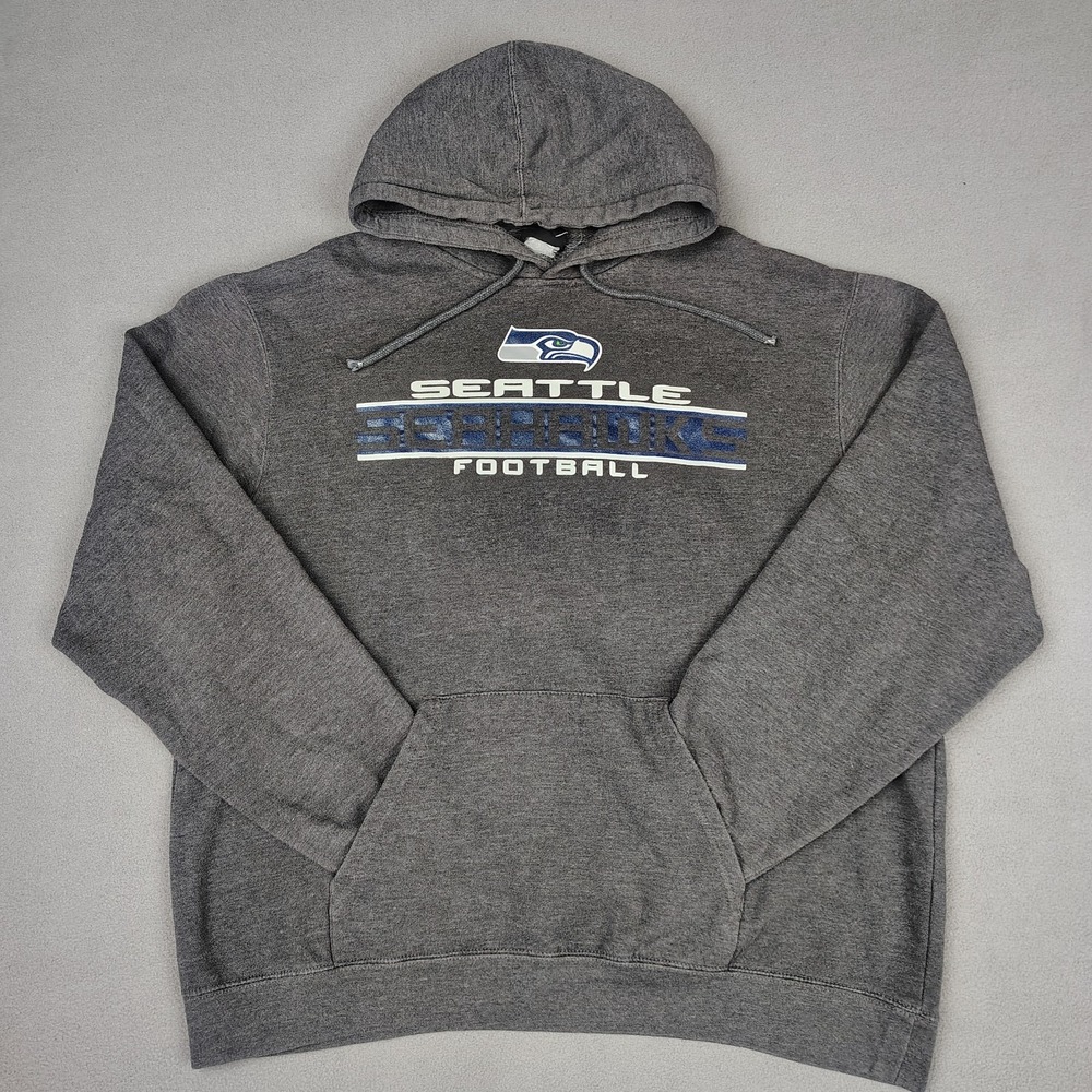 Vintage Y2K Seattle Seahawks Hoodie Men Size XL Gray Pullover NFL Pouch‎ Pocket